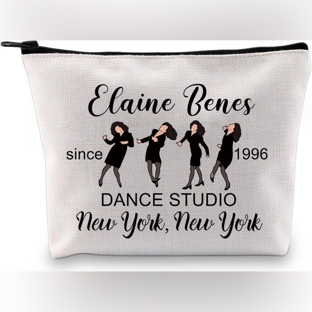 NWOT Seinfeld TV Elaine Benes Dance Studio NyC Makeup Cosmetic Zip Bag Lined